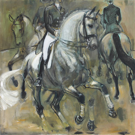Rosemary Parcell nz fine art horse paintings, grey pirouette